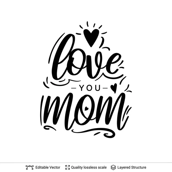 Glückliche Muttertagsgrüße Text schwarz auf weiß. — Stockvektor