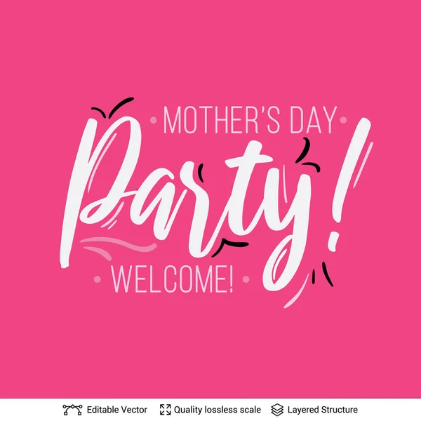 Benvenuti alla festa - testo di auguri per la festa della mamma . — Vettoriale Stock