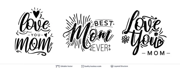 Set of greeting texts for Mothers Day holiday. — Stock Vector