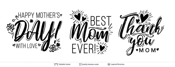 Set de texte de salut pentru vacanța de Ziua Mamei . — Vector de stoc