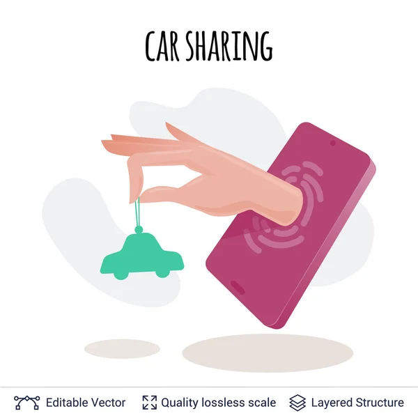 Carsharing Mobile App Icon Vektor Konzept. — Stockvektor