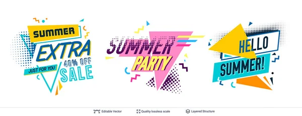 Set of summer party ad backgronds in pop-art style — Stock Vector