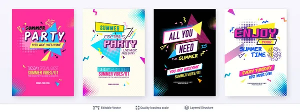Pop-Art tarzında yaz sezonu reklam posterleri seti. — Stok Vektör