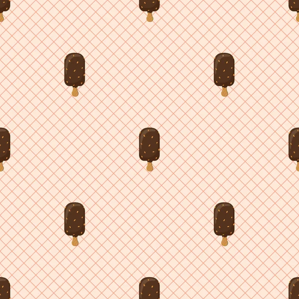 Seamless pattern of chocolate ice cream. — Stock Vector