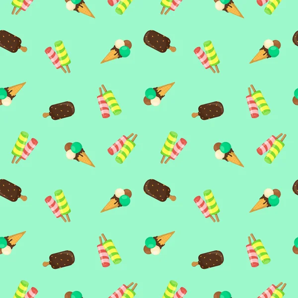 Seamless pattern of fruity ice cream. — Stock Vector