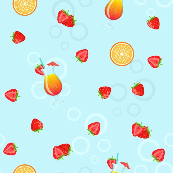 Seamless pattern of cocktails and fruits. — Stock Vector