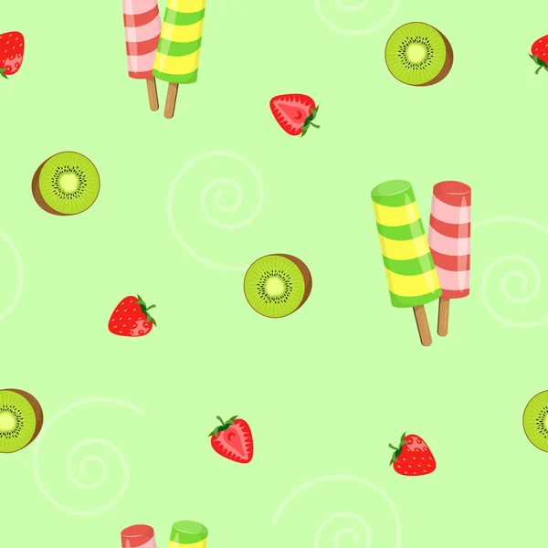 Απρόσκοπτη μοτίβο παγωτού και φρούτων. — Διανυσματικό Αρχείο