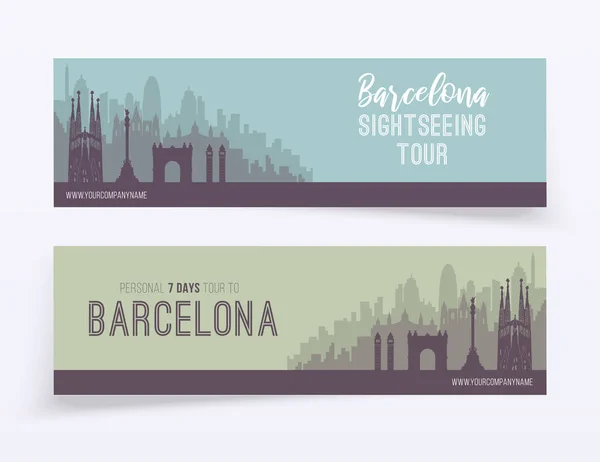 Placard com famosa paisagem da cidade de Barcelona . —  Vetores de Stock