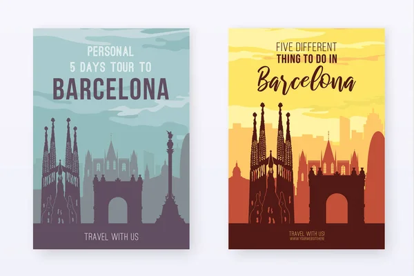 Placard se slavnou barcelonskou městskou krajinu. — Stockový vektor