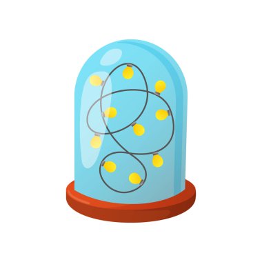 Beyaz üzerine izole edilmiş cam kubbedeki çelenk ışıkları.