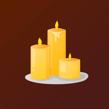 Sarı balmumu yanan mumlar beyaz izole.