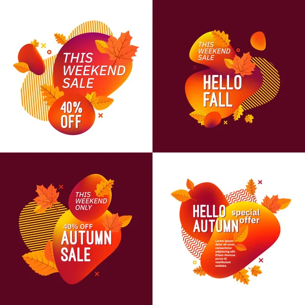 Set of autumn fall season abstract backgrounds. — Stock Vector