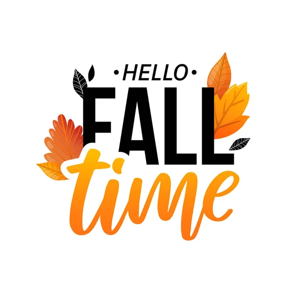 Autumn fall welcoming text isolated on white. — Stock Vector