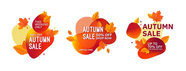 Set of autumn fall season abstract backgrounds. — Stock Vector