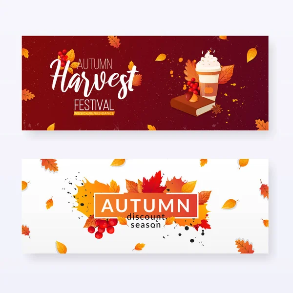 Set di banner pubblicitari autunno autunno stagione di vendita . — Vettoriale Stock