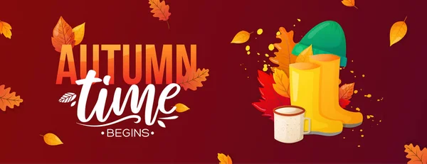 Welcome Autumn Fall Season Banner. — Stock Vector