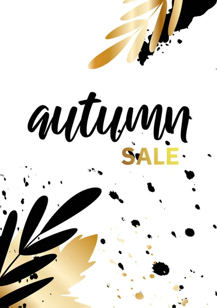 Autumn ad sale poster in luxurious style. — Stock Vector