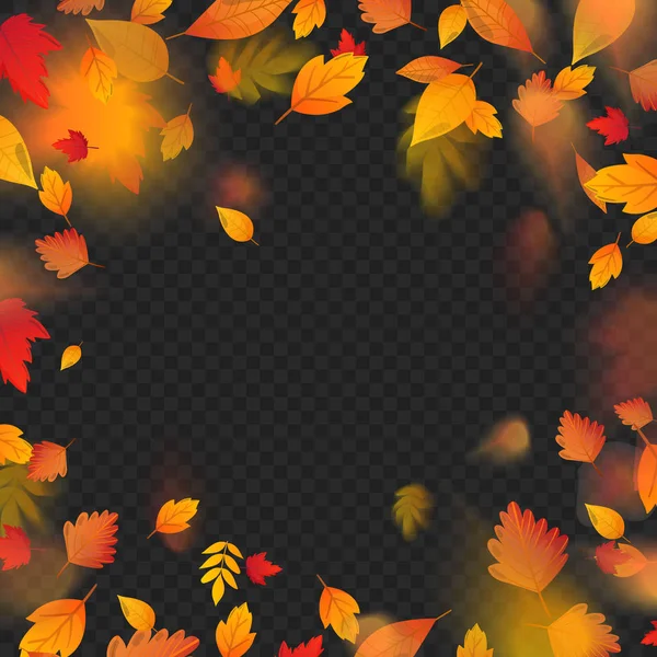 Orange falla färgglada löv flygande fallande effekt. — Stock vektor