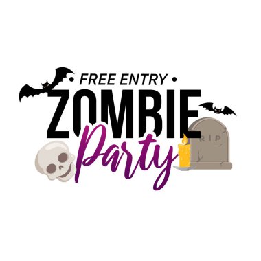 Cadılar Bayramı parti metni beyaz izole.