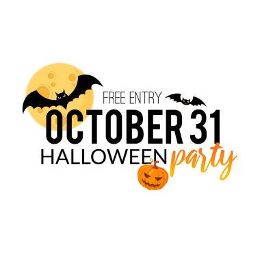 Cadılar Bayramı parti metni beyaz izole.