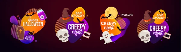 Set decoratieve Halloween party labels. — Stockvector