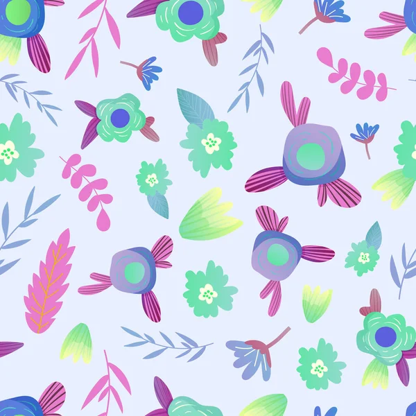 Nahtloses Muster mit Farbe Garten Wildblumen. — Stockvektor