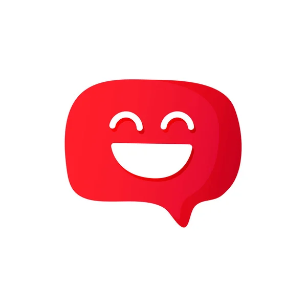 Bolha de fala vermelha com símbolo de rosto sorridente . — Vetor de Stock