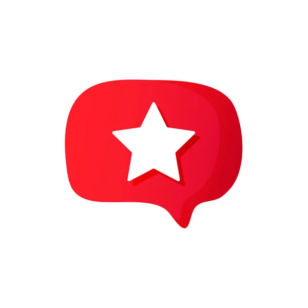 Bolha de fala vermelha com símbolo de estrela branca . —  Vetores de Stock