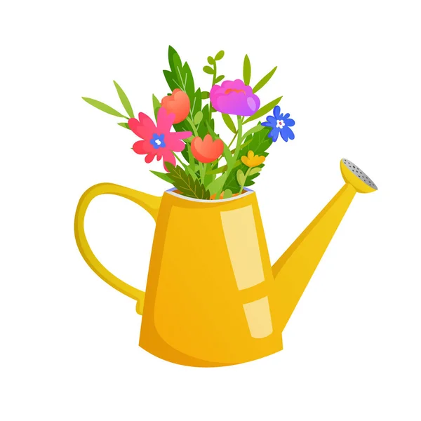 夏の春の花で散水することができます花束. — ストックベクタ
