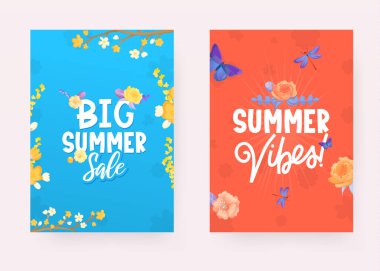 Renkli çiçekler ve reklam posterleri..