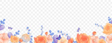 Çiçekler şeffaf arkaplanda sınırdır.