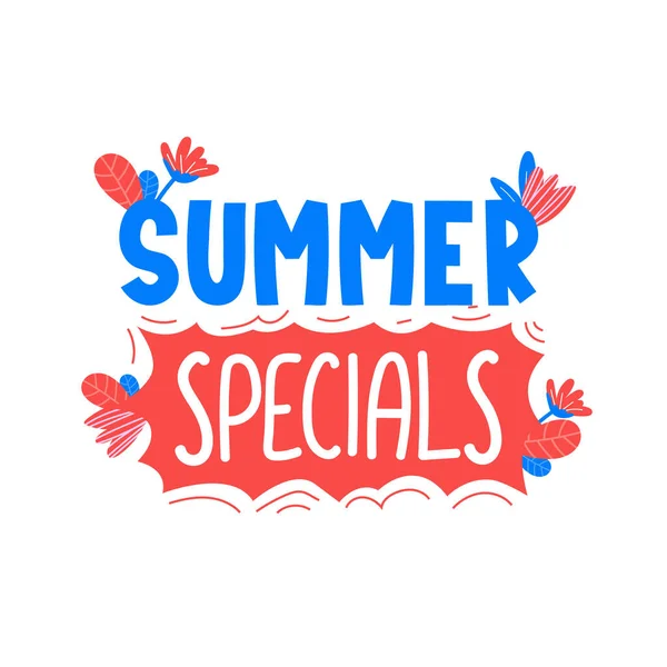 Summer specials ad text on white. — Stock Vector
