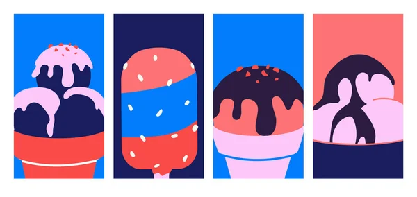 Colorful ice-creams in pop art style poster. — Stock Vector