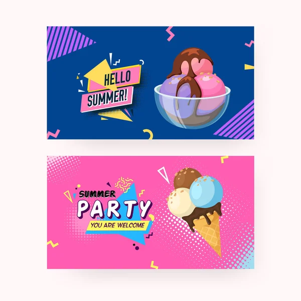 Színes fagylalt és szöveges felirat reklám banner. — Stock Vector