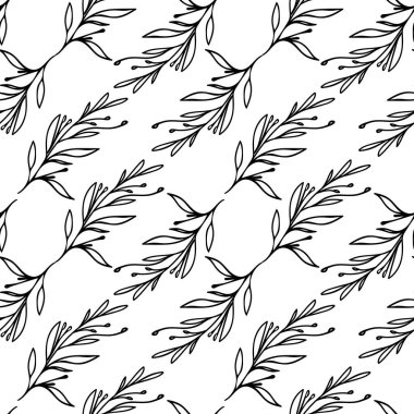 Basit şekilli dallarla kusursuz desen.