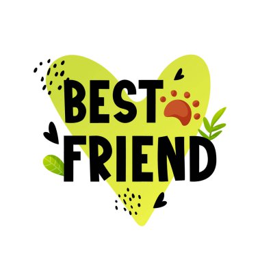 En iyi arkadaş metin etiketi beyaza izole edildi.