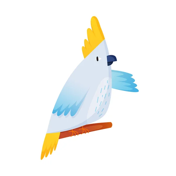 Papuga kakadu w kreskówkowym stylu na białym. — Wektor stockowy