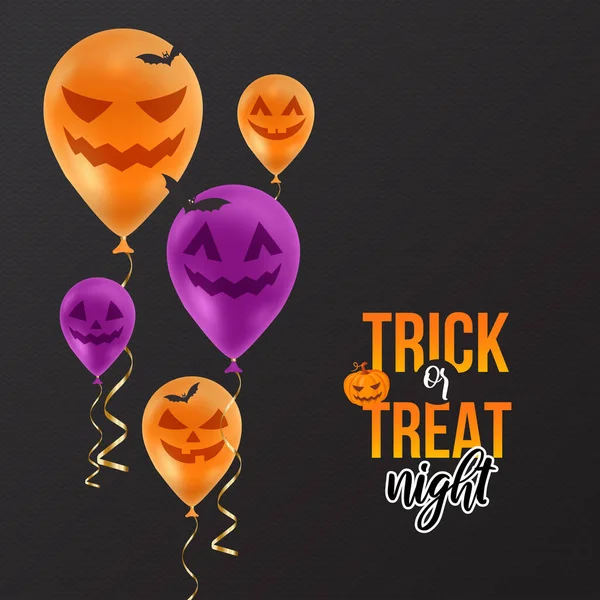 Spooky cara globos y fiesta de Halloween anunciar. — Archivo Imágenes Vectoriales