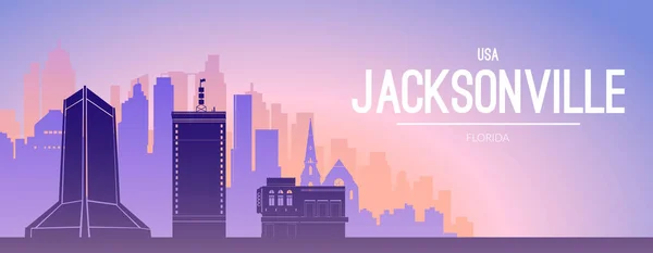 Jacksonville berömd stad landskap visa bakgrund. — Stock vektor