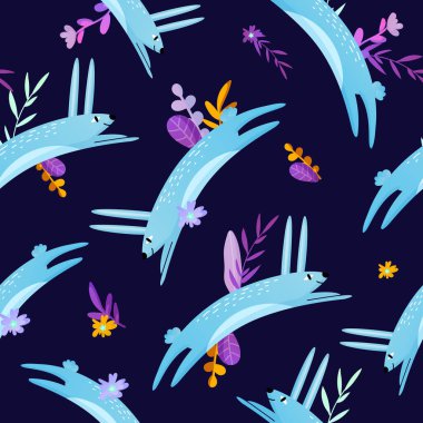 Çizgi film tarzında tavşancık kusursuz desen.