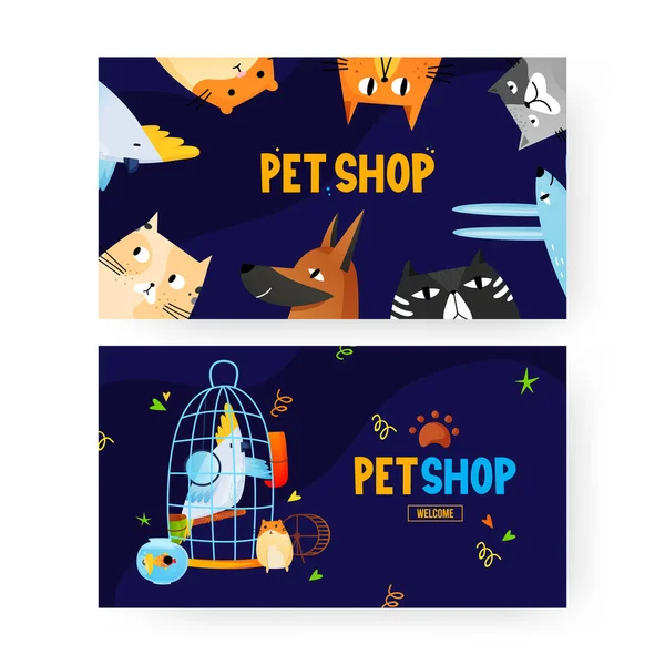 Conjunto de cartazes de animais de estimação engraçados com etiqueta de texto. — Vetor de Stock