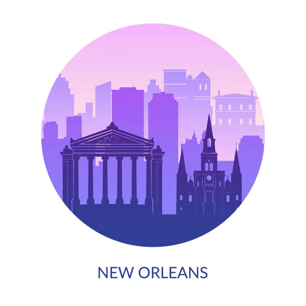 New Orleans berömda stad landskap visa bakgrund. — Stock vektor