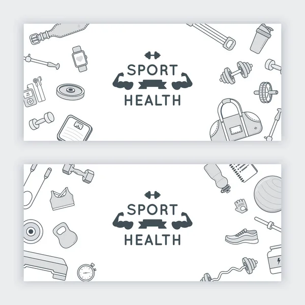 Sport fitness banners. Ad flyer card background. — Stock Vector