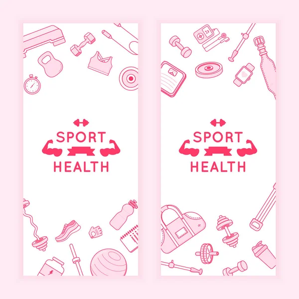 Sport fitness banners. Ad flyer card background. — Stock Vector