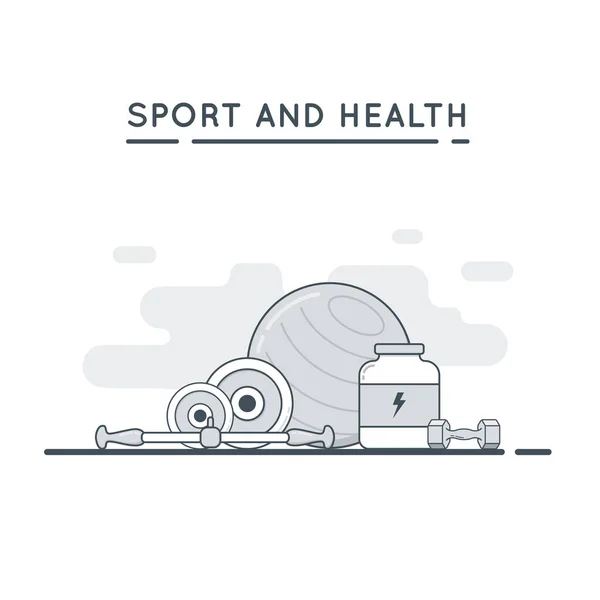 Sport et remise en forme fond graphique plat. — Image vectorielle