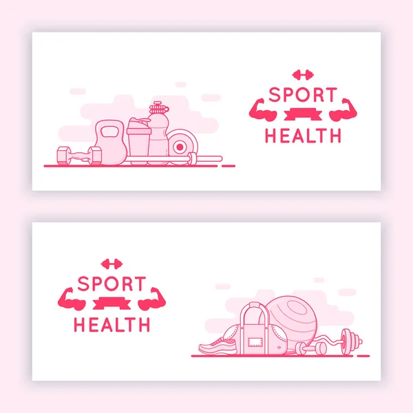 Sportovní fitness transparenty. Pozadí reklamního letáku. — Stockový vektor