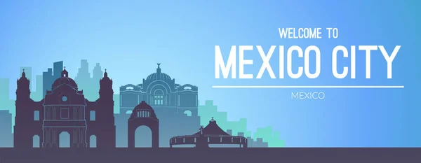 Ciudad de México famoso paisaje de la ciudad vista fondo. — Archivo Imágenes Vectoriales
