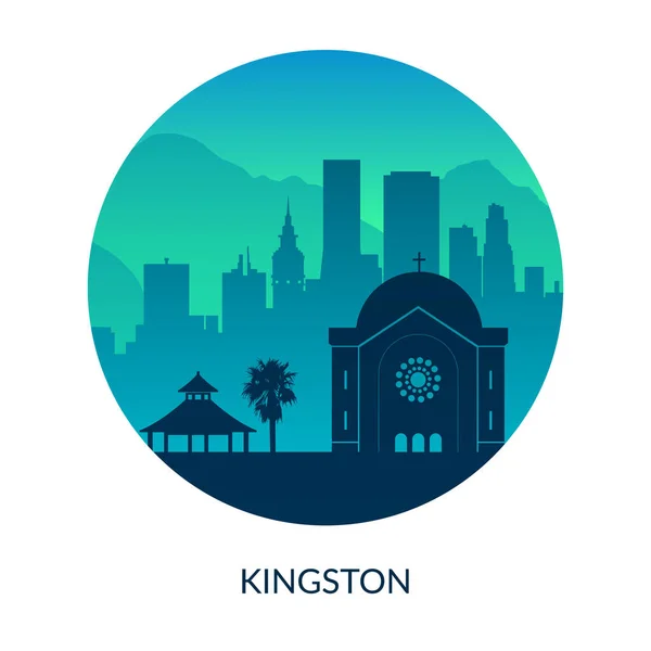 Kingston, Giamaica famosa vista paesaggio della città. — Vettoriale Stock