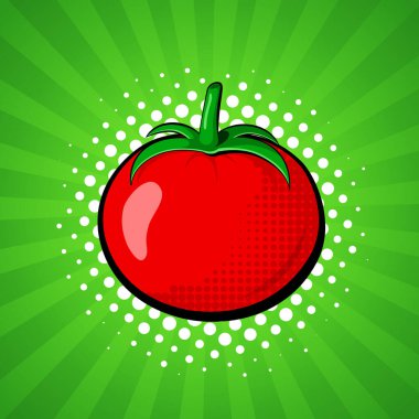 Parlak renkli pop-art tarzında domates sebzesi.