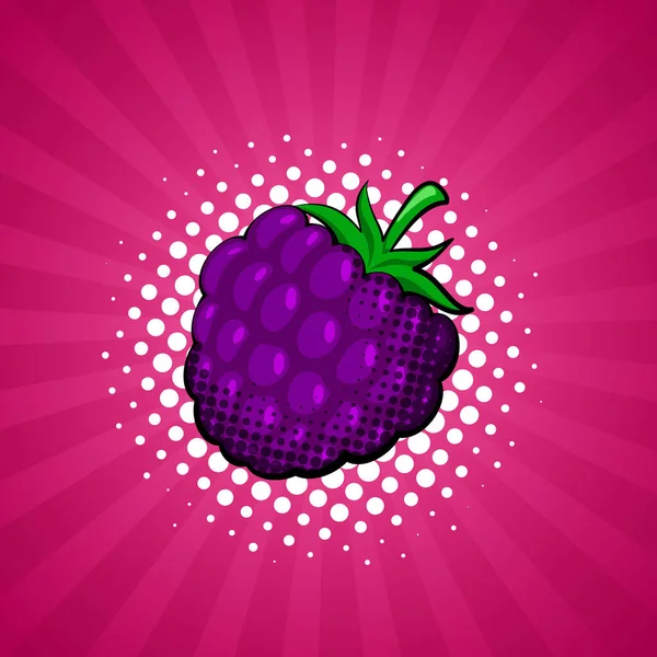 Blackberry bes in felgekleurde pop-art stijl. — Stockvector